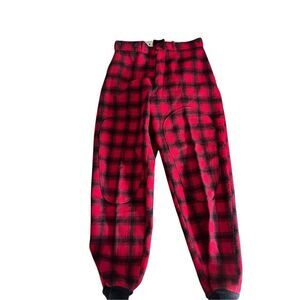 Woolrich M Red & Black Buffalo Plaid Wool Hunting Pants Vintage USA knee patch